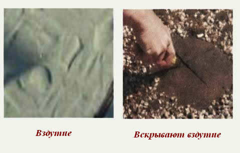 ремонт вздутия - вскрытие